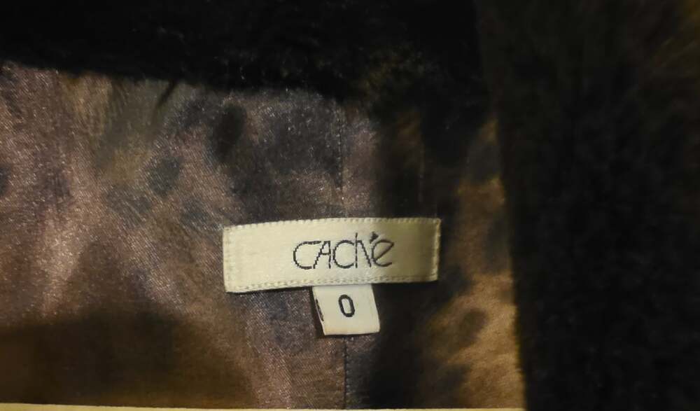 Vintage Cache Faux Fur Belted Dark Brown Coat Sz 0 - Picture 3 of 13